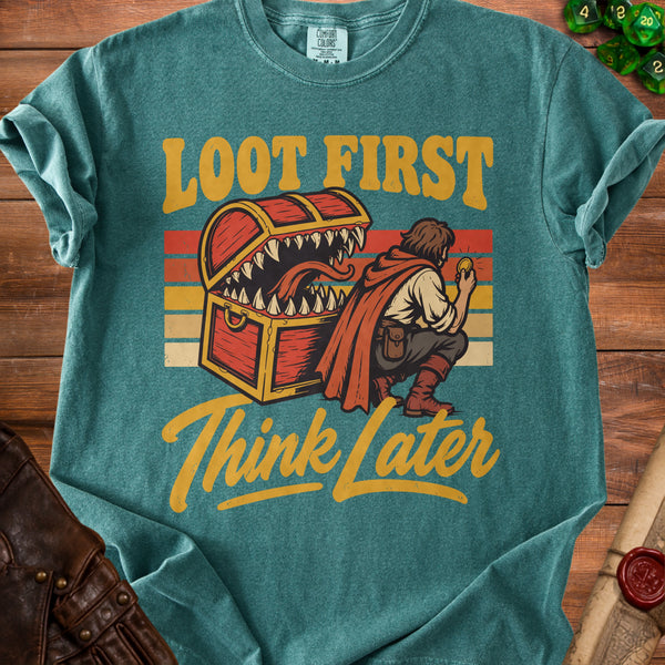Loot First T-Shirt in Blue Spruce