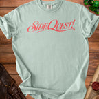 Light blue t-shirt with "SIDE QUEST!" in red cursive text.