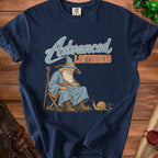 Wizard sitting with snail, text reads "Advanced Loitering"