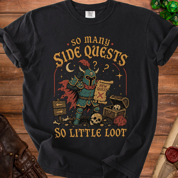 So Many Side Quests T-Shirt in Black