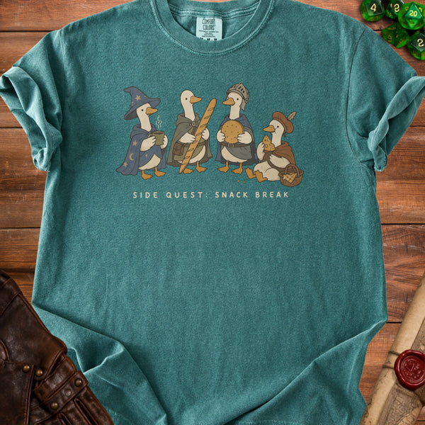Side Quest Snack Break Party T-Shirt in Blue Spruce
