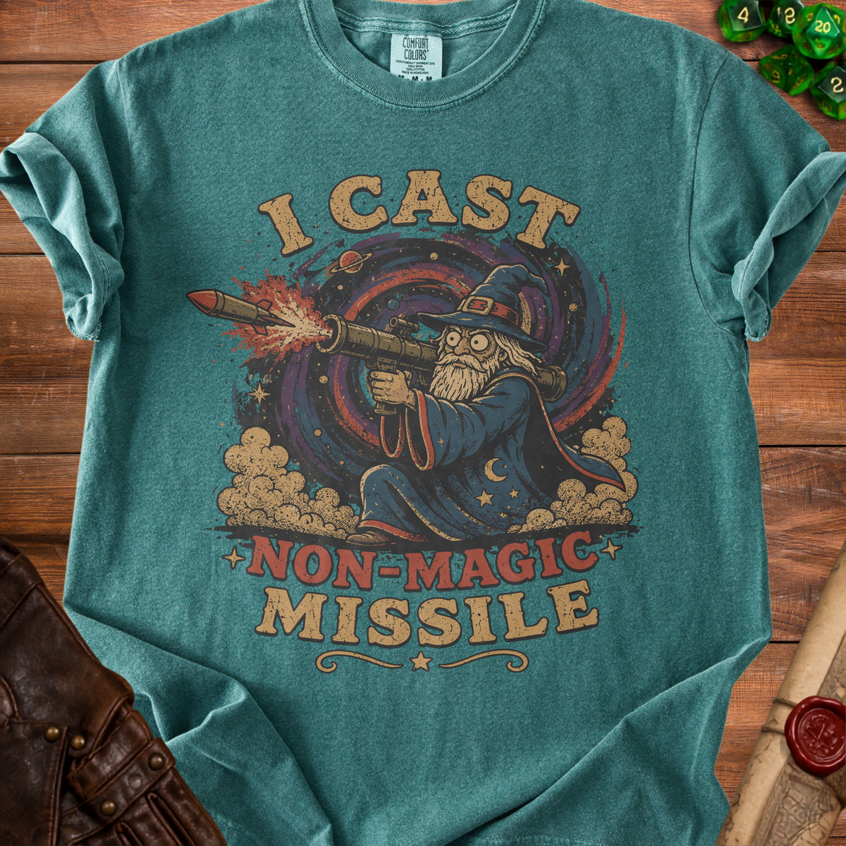 Wizard firing a missile with text "I CAST NON-MAGIC MISSILE".