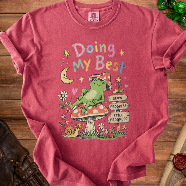 Slow Progress T-Shirt in Crimson