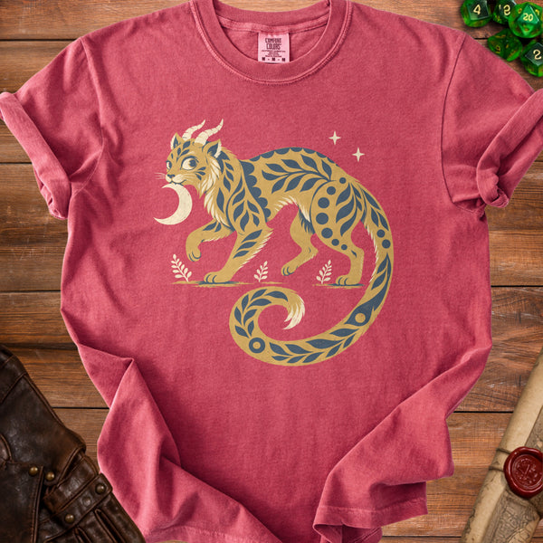 Celestial Cat T-Shirt in Crimson