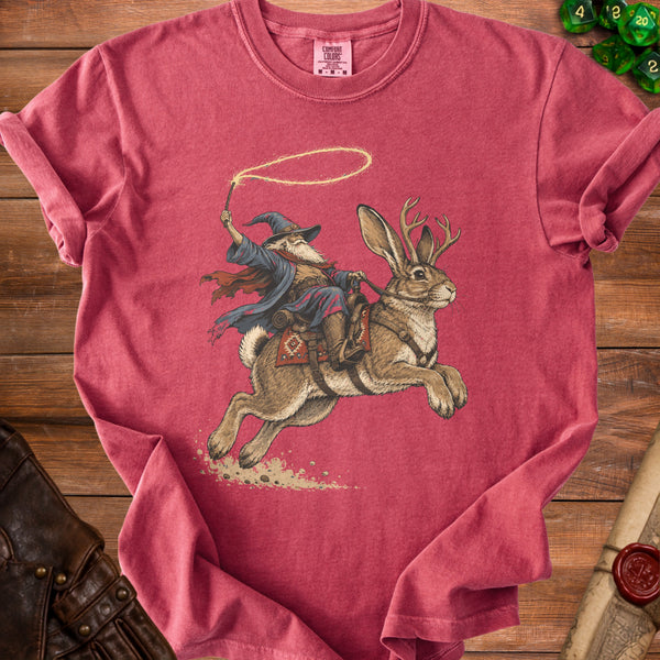 Jackalope Wizard T-Shirt in Crimson