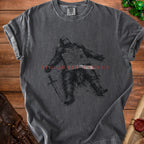 Dark grey t-shirt with knight graphic and text "BIG QUEST ENERGY".