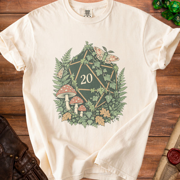 Botanical D20 Ancient Forest Magic T-Shirt in Ivory