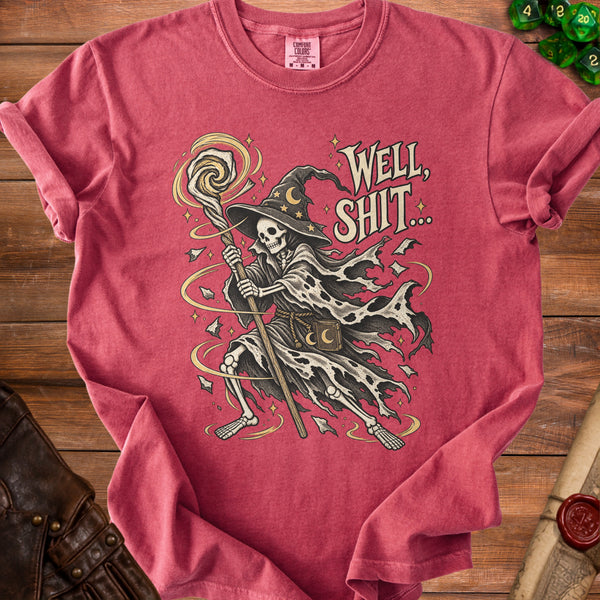 Skeleton Wizard T-Shirt in Crimson