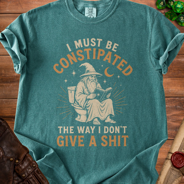 Constipated Wizard Peak Apathy T-Shirt in Blue Spruce