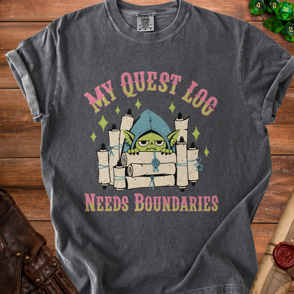 Quest Log Needs Boundaries T-Shirt in Pepper
