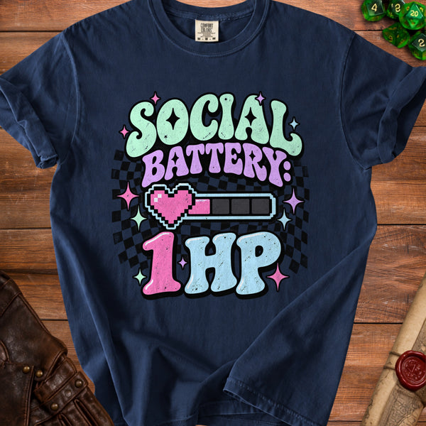 Social Battery T-Shirt in True Navy