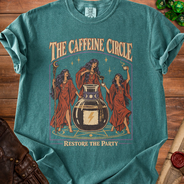 Caffeine Circle T-Shirt in Blue Spruce