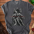 Skeleton king on throne with crown and scepter, text "REIGNING BARRLY"