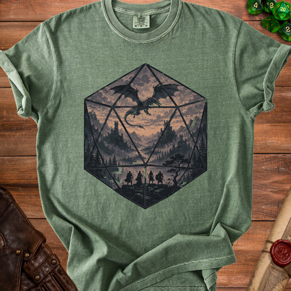 Realmscape D20 T-Shirt in Moss