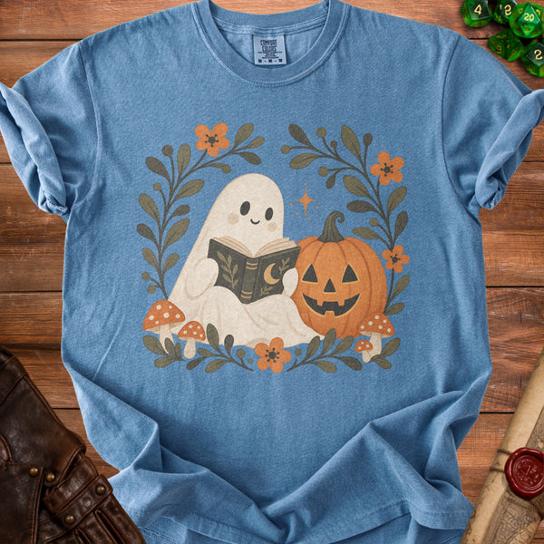Bookish Ghost T-Shirt in Blue Jean