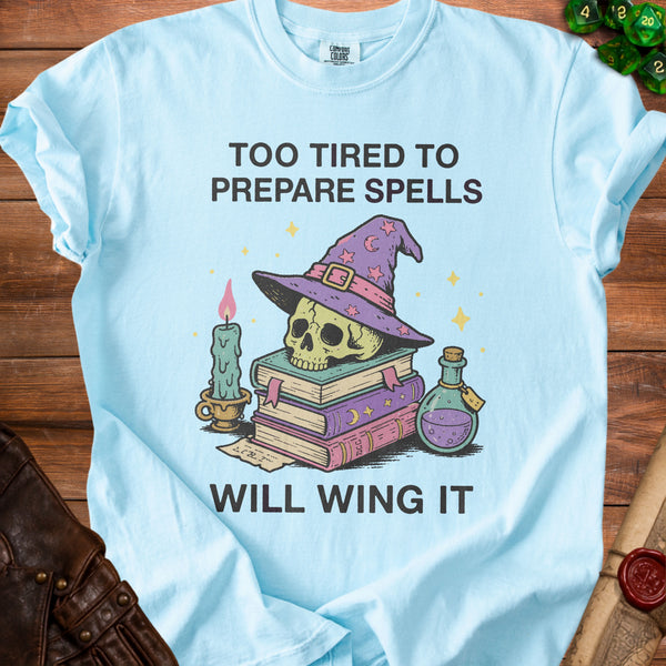 Wing It Witch T-shirt in Chambray