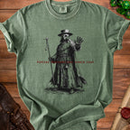 Green t-shirt with plague doctor graphic and "Social Distancing Since 1347".