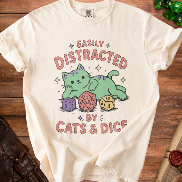 Distracted Cats T-Shirt in Ivory