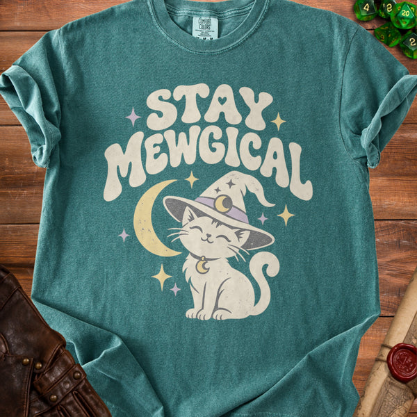 Stay Mewgical T-Shirt in Blue Spruce