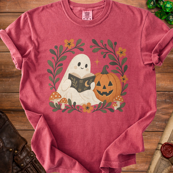 Bookish Ghost T-Shirt in Crimson