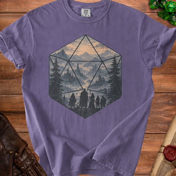 D20 Quest Portal to Adventure T-Shirt in Grape