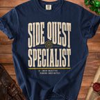 Navy t-shirt with "Side Quest Specialist" and arrow text.