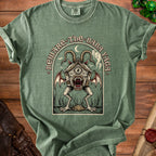 Green t-shirt with "Beware The Baba Yaga" text and a monster graphic.
