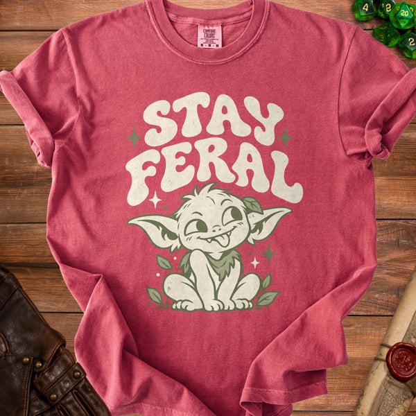 Stay Feral T-Shirt in Crimson