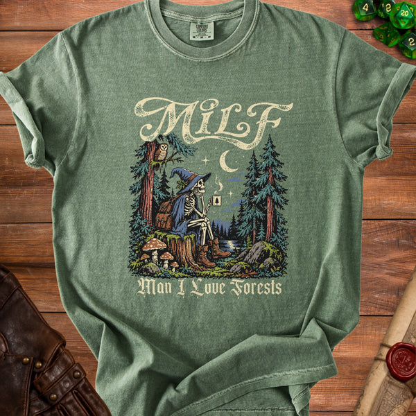 Forest MILF Woods and Warm Brews T-Shirt in Moss