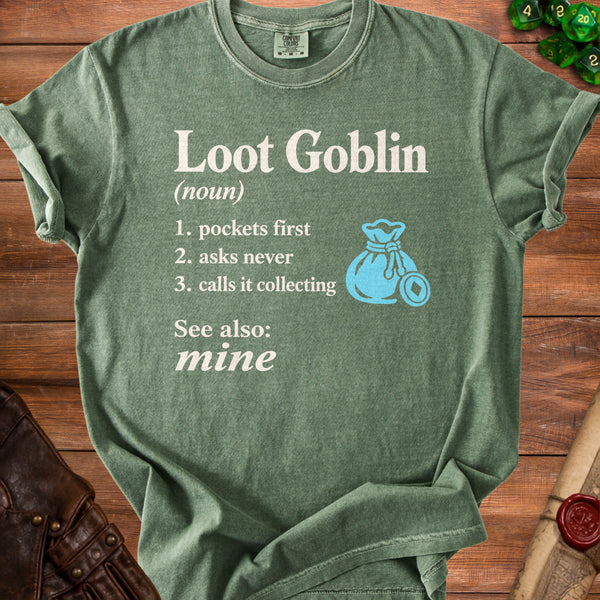 Loot Goblin Inventory T-Shirt in Moss