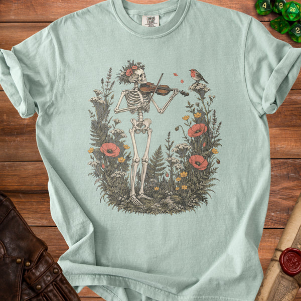 Skeleton Violinist T-shirt in Bay