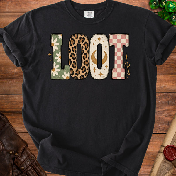 Celestial Retro Loot T-Shirt in Black