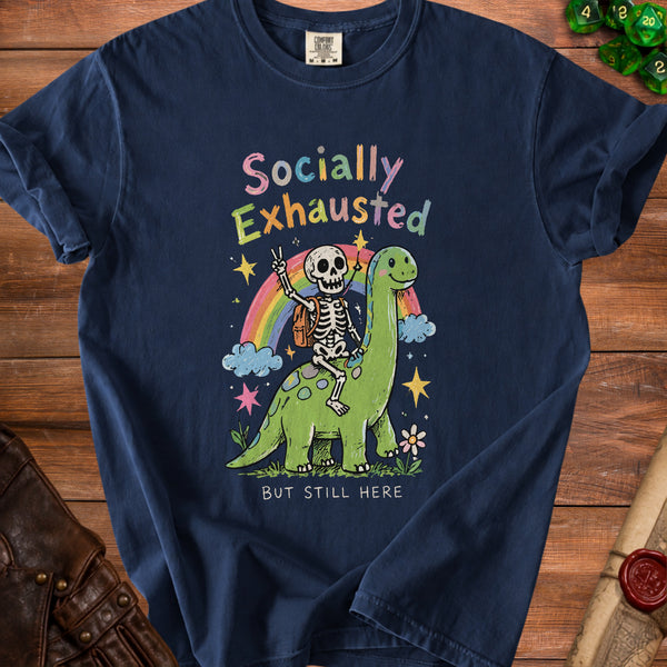 Socially Exhausted T-Shirt in True Navy