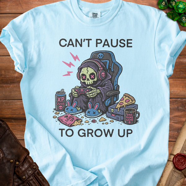Can't Pause T-Shirt in Chambray