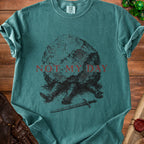 Teal t-shirt with a knight trapped under a rock, text "NOT MY DAY".