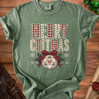 Green t-shirt with "Merry Critmas" text and a D20 die.