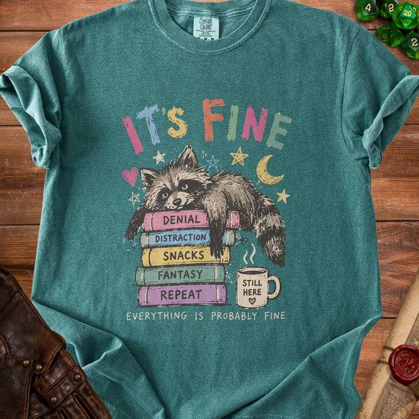 Fine Raccoon T-Shirt in Blue Spruce