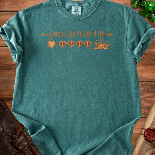 Social Battery T-shirt in Blue Spruce