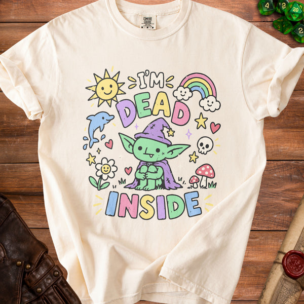 Dead Inside Cute Outside T-Shirt in Ivory