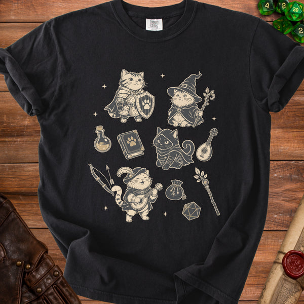 Dungeon Cats Purr-fect Party T-Shirt in Black