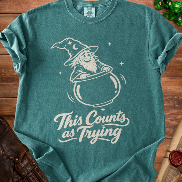 Vintage Trying Wizard T-Shirt in Blue Spruce