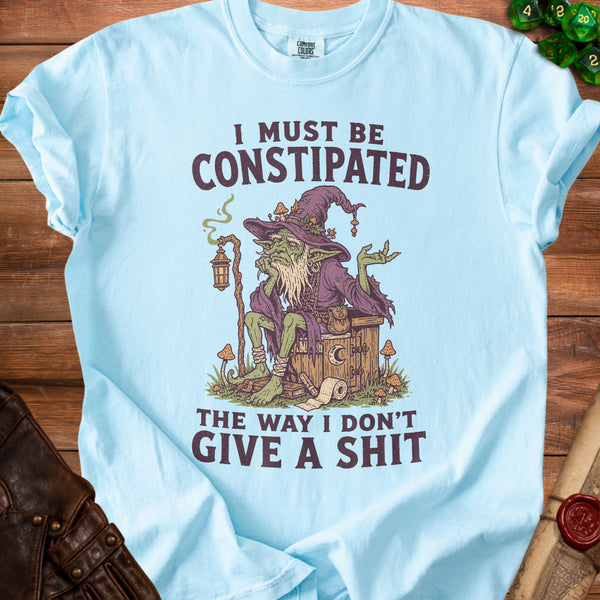 Don't Care Goblin T-Shirt in Chambray