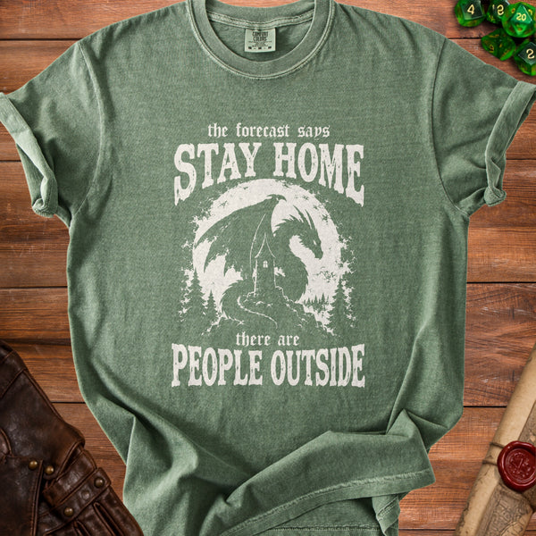 Stay Home T-Shirt in Moss
