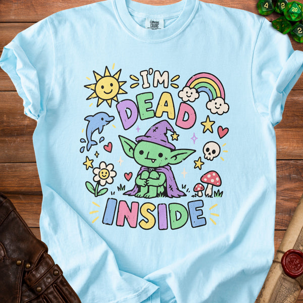 Dead Inside Cute Outside T-Shirt in Chambray