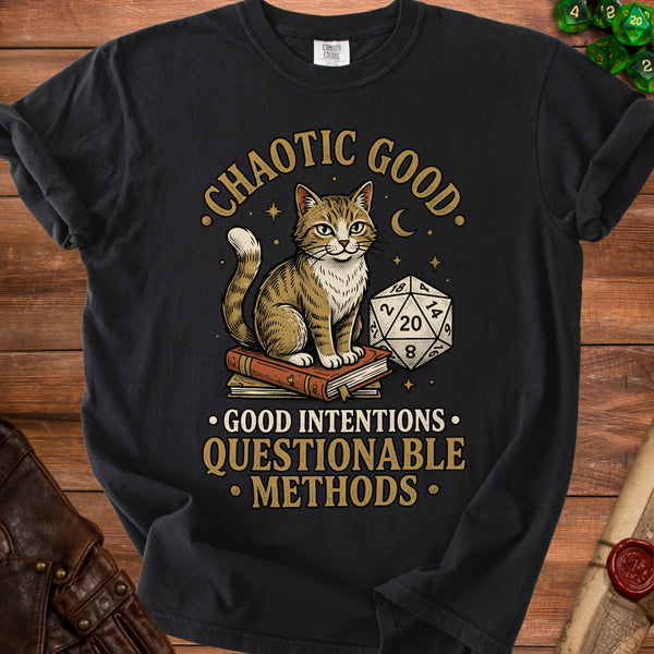 Chaotic Good Cat T-Shirt in Black