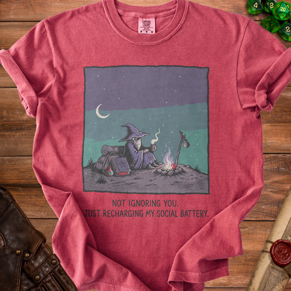 Social Battery T-Shirt in Crimson