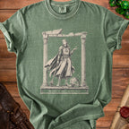 Green t-shirt with warrior illustration and text "HEALING IS NOT A BATTLE PLAN."