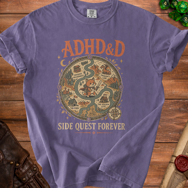 ADHD&D Quest T-shirt in Grape