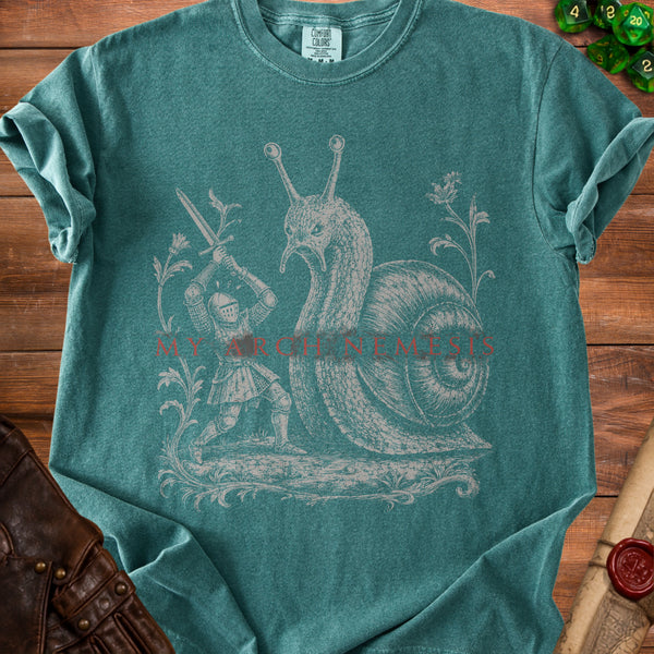 Knight Snail T-Shirt in Blue Spruce