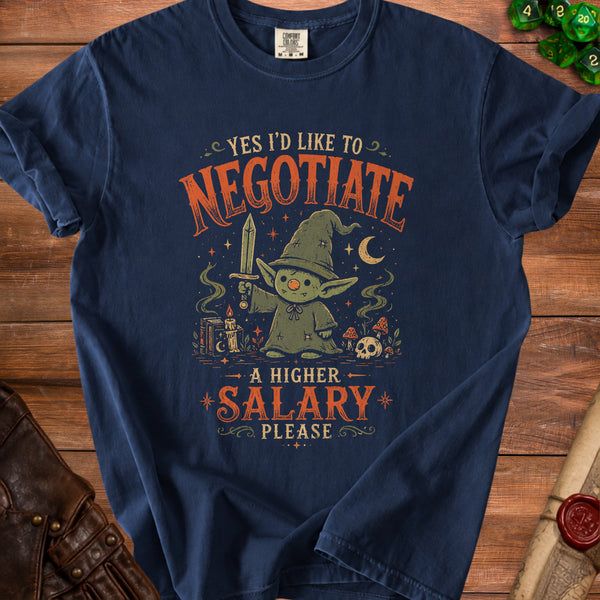 Salary Goblin T-shirt in True Navy